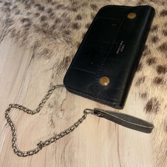 Vintage Black Genuine Leather Chain Wallet - Picture 6 of 7